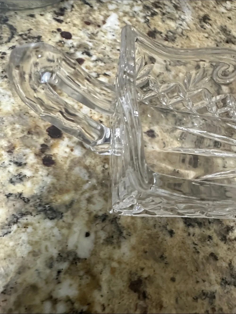 Crystal-Cut Clear Glass Serving Tray - Elegant Handle Design